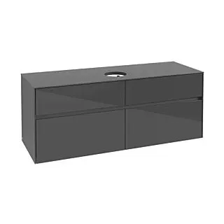 Waschbeckenunterschrank 140 x 55 cm Glossy Grey