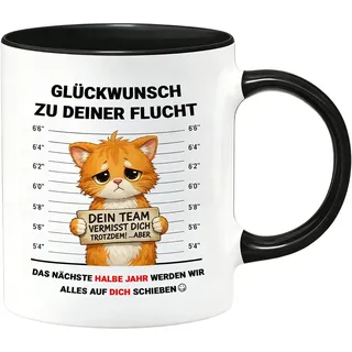 Abschiedsgeschenk Kollegen, Abschied Kollegin & Abschiedsgeschenk Kollegin - Lustige Katzen Tasse 11oz für Büro & Jobwechsel, Keramik Becher Spülmaschinenfest für Frauen & Männer
