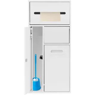 Unterputz Toilettenpapierhalter Edelstahl, 65x30x14cm Wandnische Dusche mit Versteckter Mülleimer Badezimmer Wandnische Badezimmerschrank für Lounges Büros Küchen Badezimmer Hotels (Weiß)
