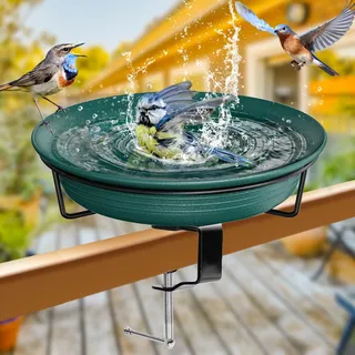 VeyFolzin.st Vogeltränke, Vogeltränke Balkon Groß Balkongeländer Garten Modern Vogelbad, Vogeltränke Groß Frostsicher Winterfest Vogeltränke Hängend für Balkongeländer (Grün)