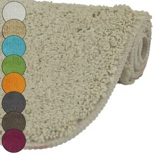 DILUMA | WC Vorleger mit Ausschnitt 45x50 cm Beige | Badteppich | Flauschiger Hochflor, Weich, rutschfest, Saugstark