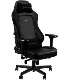 noblechairs Hero Gamingstuhl 150 kg Belastbarkeit - PU-Kunstleder PC Gaming Stuhl Stoff Bürostuhl Ergonomisch - Gaming Sessel mit Kissen, Schreibtischstuhl Gaming Schwarz
