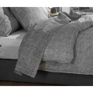 Zo Home Bettlaken ZO HOME "Lino", grau (schwarz, grau), B:290cm L:270cm, Renforcu00e9, Obermaterial: 100% Baumwolle, Laken, Laken aus 100% Baumwolle, Linen-look Print, Betttuch ab 90x200
