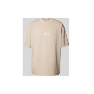 Oversized T-Shirt mit Label-Print Modell 'BAYLOR', Taupe, XS