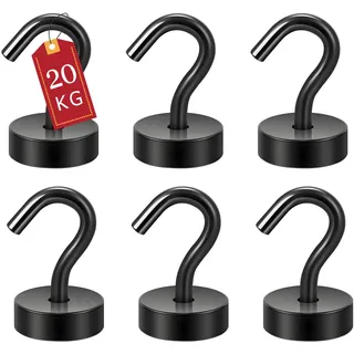 ATEWEITA Neodym Magnethaken, Extra Stark Magnete mit Hake (Schwarz, 25mm)