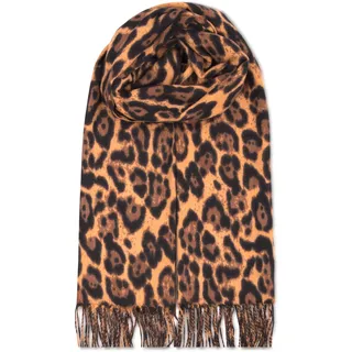 malito - Damen Modeschal - weicher XXL Viskosemix Baumwolle Schal - Winterschal Leo-Print modern & lang - Pashmina Stola Animalprint S605 - (Camel) - Einheitsgröße