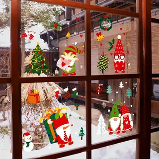 WandSticker4U®- [9 Bögen] XXL Fensterbilder Weihnachten Kinder WEIHNACHTSWICHTEL selbstklebend I Weihnachtsdeko Fenster Wichtel Kinderzimmer Fenstersticker Winter wiederverwendbar GROß