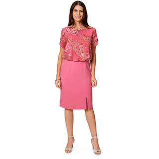 Chiffonkleid "HERMANN LANGE Collection Chiffonkleid Jasmin", Damen, Gr. 48, Normalgrößen, bunt (pink, multicolor), 100% Polyester, HERMANN LANGE COLLECTION, Rundhals, Kleider Partykleid Etuikleid