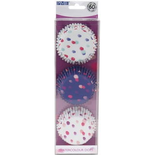 PME BC906 Cupcake-Förmchen, mit Folie ausgekleidet, mit Aquarell-Punkten, 3, 60 Stück, Papier, Mehrfarbig