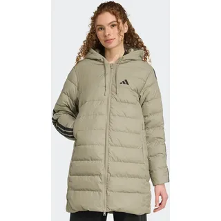 adidas Essentials CLIMAWARM 3-Streifen Light Daunenparka mit Kapuze grau S