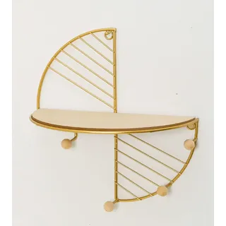 JOSON Halbrundes Wandregal für Schlafzimmer, Wohnzimmer, Büro, Metall, geometrisches Hängeregal (Gold)