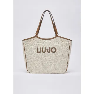 Liu Jo Schultertasche - Große Bag aus Spitze - Tasche Damen - Shopperbag Damen beige