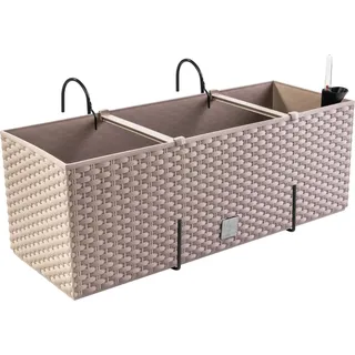 Balkonkasten Geländertopf mit  Hacken Bewässerungsystem Blumentopf RATO CASE DRTC500 Mocca - Braun/Hellbraun