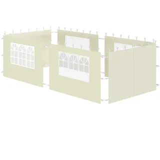 Zelsius Seitenwände für Pavillon 3x6 m | 6-teilig, Beige | Pavillon-Seitenteile 4-er Set für 3 x 3 m Pavillons, UV30, Gartenzelt Seitenwand mit Fenster, Klapp Partyzelt Wand mit Klettverschluss