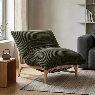 LVHOM XXL Relaxsessel mit Massivholz-Rahmen, Polstersessel Cord mit Memory-Schaum, ergonomischer Loungesessel, Fernsehsessel für Wohnzimmer, Grün - Grün