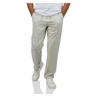 DENIMFY Leinenhose Herren lang Sommer Elastischer Bund Regular Fit DFDylan Regular Fit Beige M