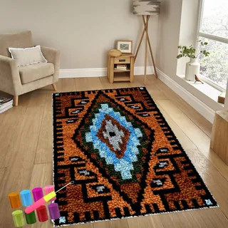 Knüpfteppich Zum Selber Knüpfen-Sets Groß Latch Hook Rug, Handarbeit Selbst Knüpfen Set, Vorgedrucktes Muster Leinwand Teppich Stickerei Handwerk Für Erwachsene Handarbeiten Diy Teppich 90 x 120 cm