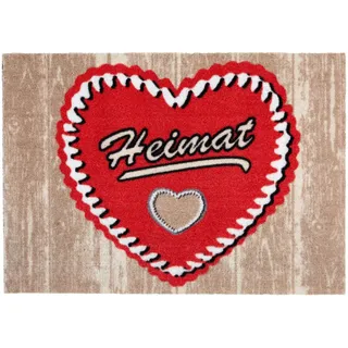 Rutschfeste Fußmatte Innen waschbar - Heimat Herz Holz 40x60cm (Rechteckig)