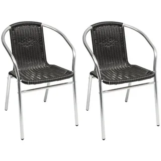 INDA-Exclusiv Armlehnstuhl 2 Stück stabiler Aluminium Bistrostuhl Gartenstuhl stapelbar schwarz