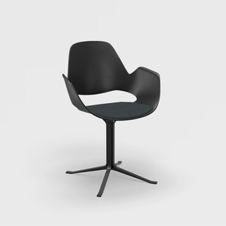 Stuhl mit Armlehne FALK schwarz Kolumne aus Pulverbeschichteter schwarzer Stahl Sitzpolster anthrazit"Esszimmerstuhl FALK schwarz Sitzpolster"