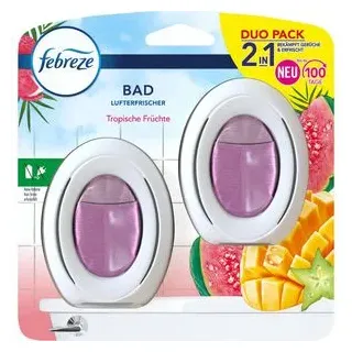 Febreze Raumduft Bad Lufterfrischer 2in1 Duo Pack, Duftspender, 2x 7,5ml, Tropische Früchte