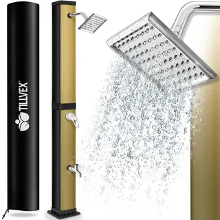 tillvex® Solardusche 40 Liter inkl. Abdeckung | Gartendusche warmes Wasser