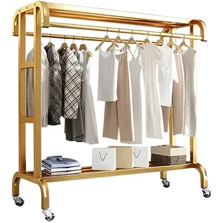 Metall Garderobenständer auf Rollen, 360°Drehbare, Beweglich, Robust und stabil, Schwerlast Kleiderständer, für Schlafzimmer Nach Hause Kommerziell : 80CM/100CM/120CM/150CM