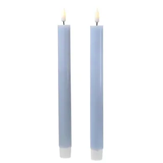 Deluxe Homeart LED Stabkerzen Mia Tafelkerzen Echtwachs H: 24cm blau 2Stk