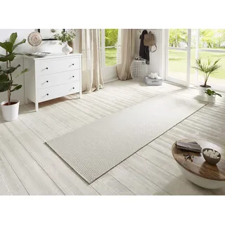 HANSE HOME Läufer In- & Outdoor, Rutschfest, Flur, Küche, Garten, Terrasse Badezimmer – Ivory, B:80cm H:5mm L:250cm, Polypropylen (PP), Teppiche, Läufer, Flachgewebe, Kurzflor Woll-Optik Fineloop Küchenteppich für