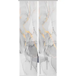 Schiebegardine VISION S "MARMOSA 2er SET" Gardinen Gr. 260 cm, Paneelwagen, 60 cm, grau (goldfarben, grau) Schiebegardinen blickdicht Bambus-Optik, Digital bedruckt