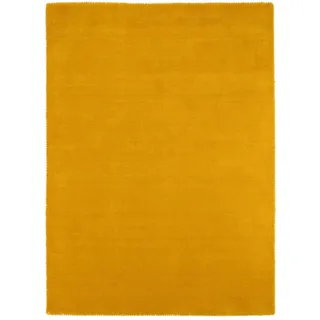 carpetfine handgefertigter Wollteppich Gabbeh Lola Gelb 140x200 cm Weich, Hochwertig, Zeitlos | Reine Schurwolle für Gemütlichkeit & Eleganz im Wohn- und Schlafzimmer