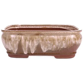 Bonsai - Schale eckig 31.5 x 25.5 x 11 cm beige / kupfer 40176