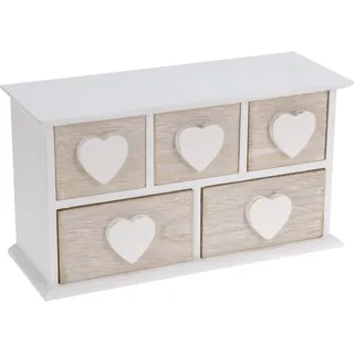 Spetebo Schmuckkasten Holz Schmuckkästchen mit 5 Schubladen - 24 x 13 cm, Kleines Holzkästchen im Shabby Chic Look weiß