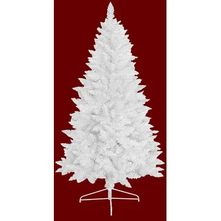 RS Trade 1015 210 cm Weihnachtsbaum PVC künstlich Weiß (Ø ca. 100 cm) mit 874 Spitzen, schwer entflammbarer Tannenbaum mit Schnellaufbau Klappsystem, inkl. Christbaum Ständer aus Metall