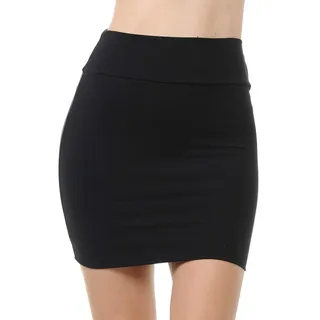 Fashion Aktiv Basic Doppellagige Baumwolle Simple Stretch Tube Bleistift Mini Rock - Schwarz - Mittel - M