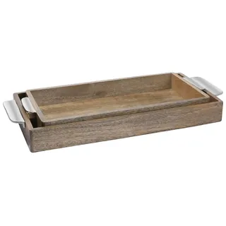 2er Set Tablett Kahide - 45 & 40 cm Massivholz Deko- & Serviertablett