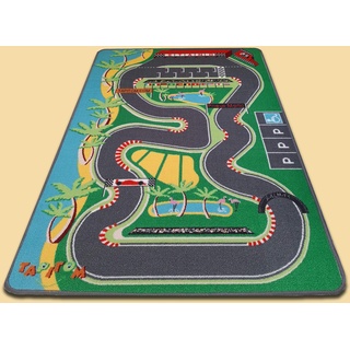 TAPITOM | F1-Rennstrecke Kinderteppich - 95 x 133 cm | Car Circuit Spielmatte | Formula 1 Road Universe Kinderzimmermatte | rutschfest, Saum | CE-Normen