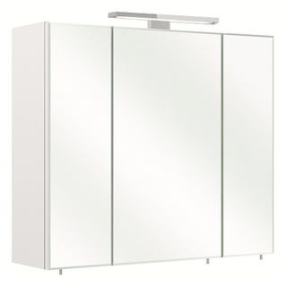 PELIPAL Spiegelschrank GERD, Weiß matt, 3-türig, mit LED-Aufsatzleuchte, Badmöbel, BxHxT 70 x 60 x 20 cm weiß