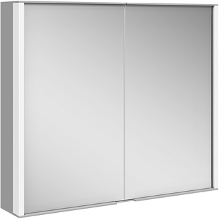 Keuco Royal Match Vorbau-Spiegelschrank 2 Türen mit Beleuchtung (2x LED) 800 x 700 x 160 mm - Silber-Gebeizt-Eloxiert - 12802171301