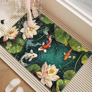 Antirutschmatte Dusche 50x80cm PVC Lotus-Muster Abflusslöcher