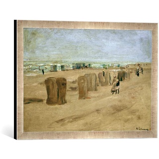 Gerahmtes Bild von Max Liebermann Strandbild in Noordwijk, Kunstdruck im hochwertigen handgefertigten Bilder-Rahmen, 60x40 cm, Silber Raya