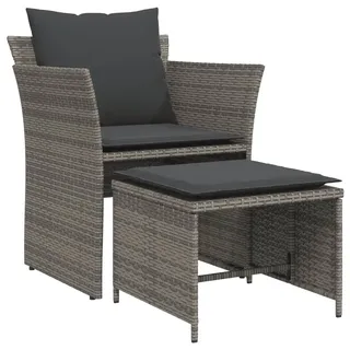 vidaXL Gartenstuhl mit Fußhocker 368618 1-tlg 55 x 70 x 106 cm grau