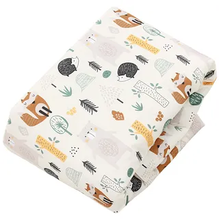 TupTam Baby Krabbeldecke 120x120 cm – Gepolstert, weich, Baumwolle, Farbe: Rund 120 cm/Wald/Beige