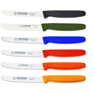 GIESSER Tomatenmesser Brötchenmesser 8365 wsp 11-6, 6er Set bunt gemischt; 3mm Wellenschliff; extrem Scharf bunt
