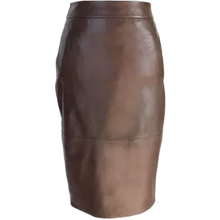 Zerimar Damenrock aus Leder | Damenrock | Langer Rock für Damen | Eleganter Lederrock | Damenrock | Farbe Brun | Größe 46 - 46