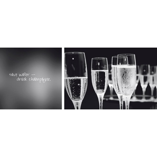 Leinwandbild QUEENCE "Champagne" Bilder B/H/T: 100 cm x 40 cm x 2 cm, schwarz Bilder 2er-Set