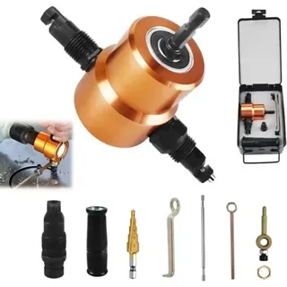 7-teiliges Elektrisches Blechknibbel-set Für Bohrmaschinen, 360° Verstellbares Blechschneidset, Schneidwerkzeuge Für Komplexe Profile