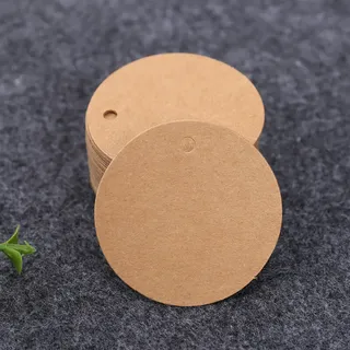 (braun) 100 Stück Geschenkanhänger Aus Kraftpapier – Runde 5x5cm Kraftpapieranhänger, Anhänger Mit Schnur Für Gastgeschenke, Weihnachten, Geburtstag, Kommunion