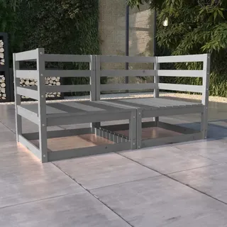 vidaXL Gartensofa 2-Sitzer grau Kiefer