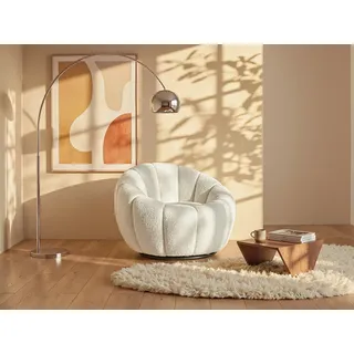 vente-unique Drehsessel muschelförmig Bouclé-Stoff 0 x 0 x 0 cm Weiß